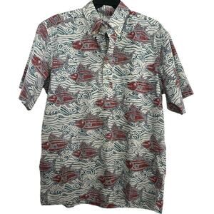 Reyn Spooner Men's Red Blue A'u I Nalu Aloha Button Down Shirt Size Medium